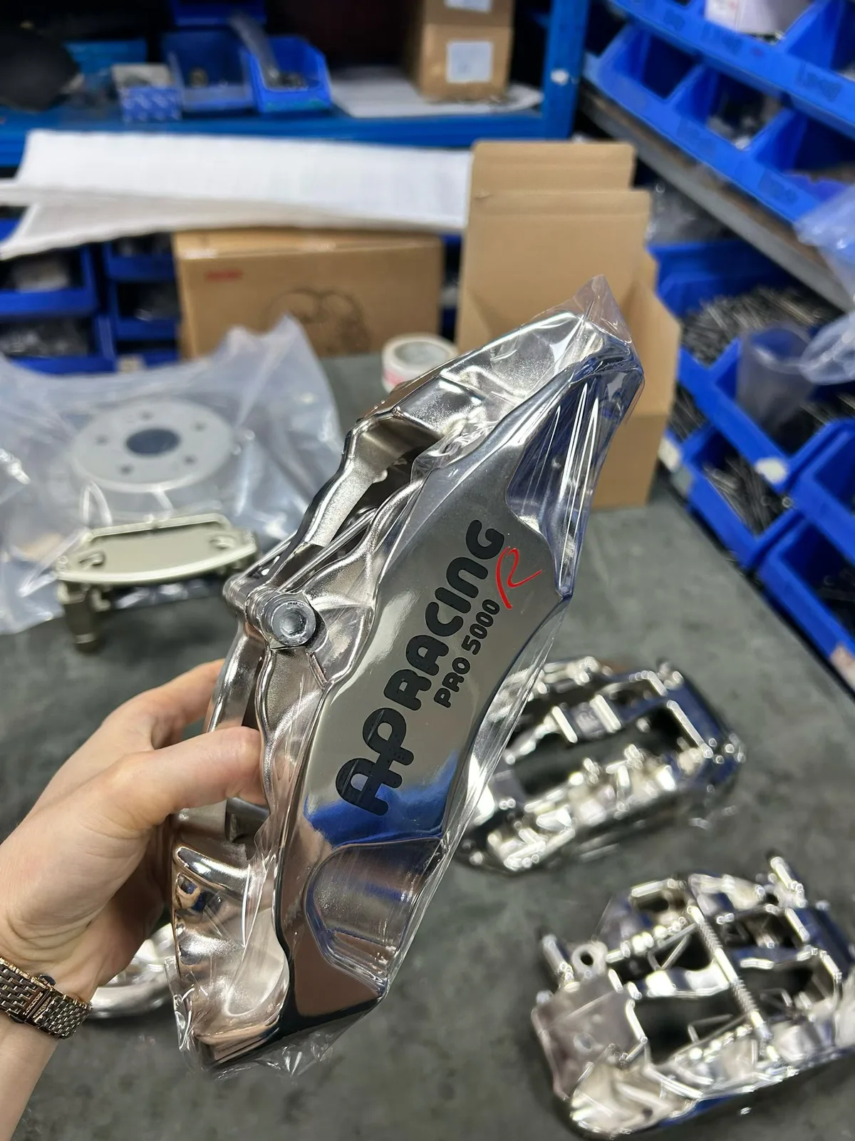 AP9440 4-piston caliper after service and nickel plating restoration