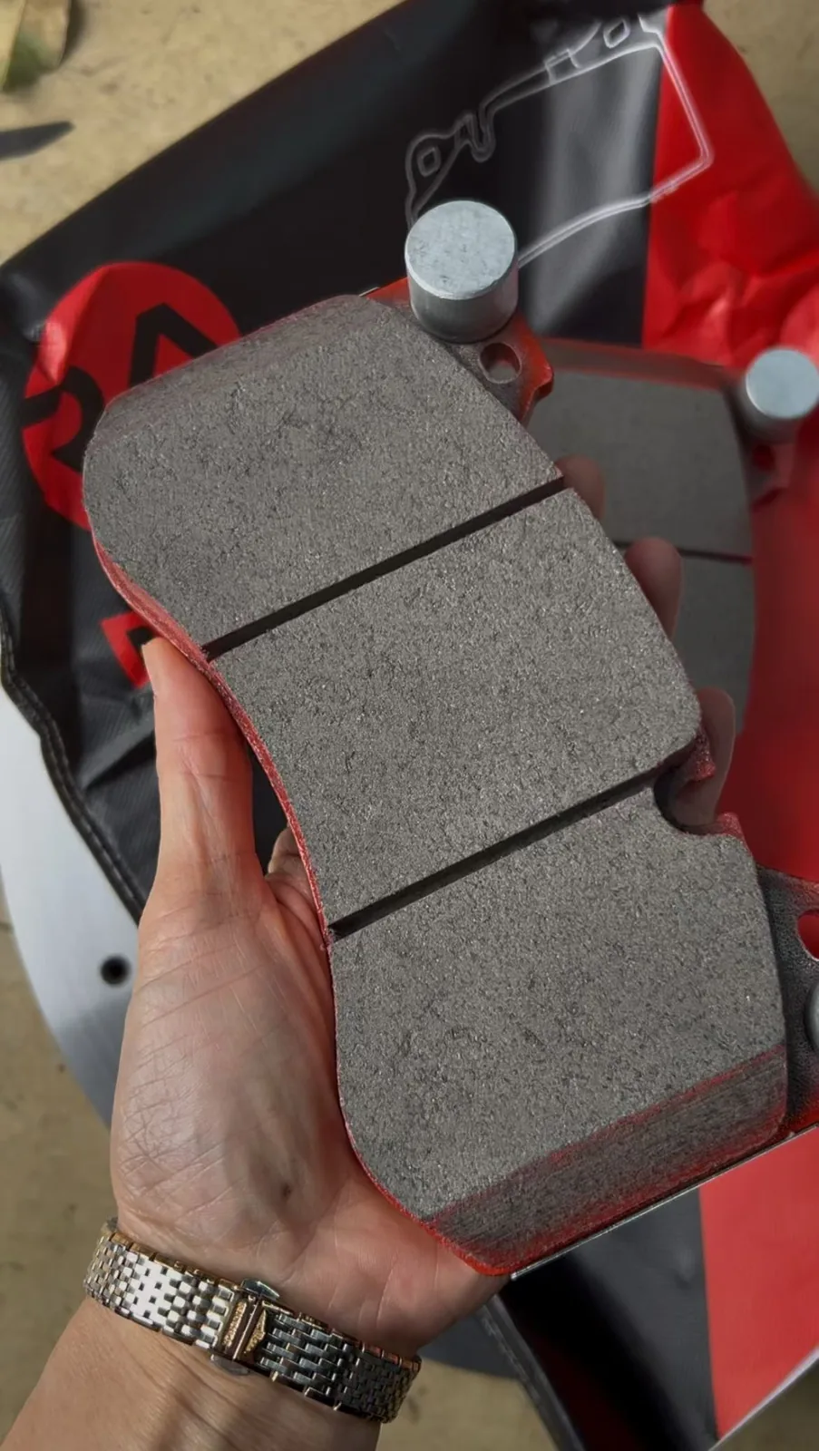 New brake pad fitted during BMW M3 brake judder and noise fix