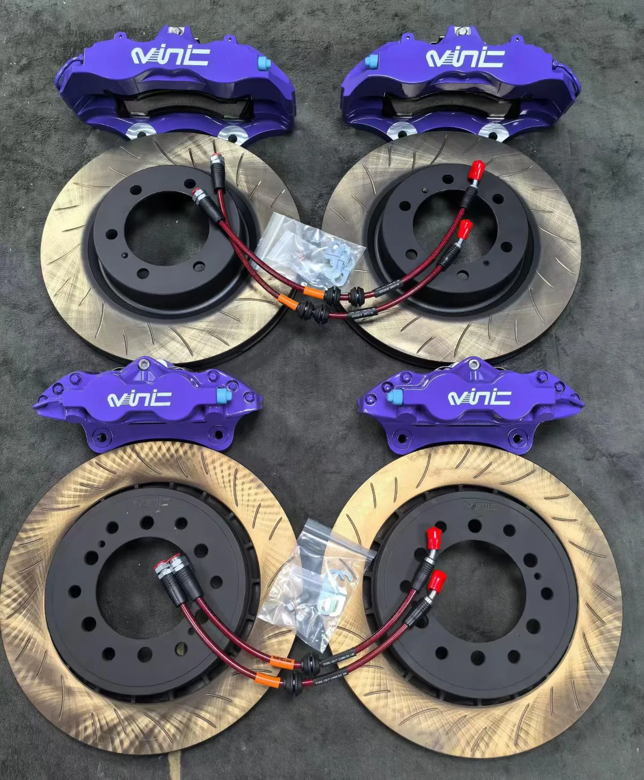 VINIC 6-piston front and 4-piston rear kit with 345mm one-piece rotors for Toyota Land Cruiser Prado LC150