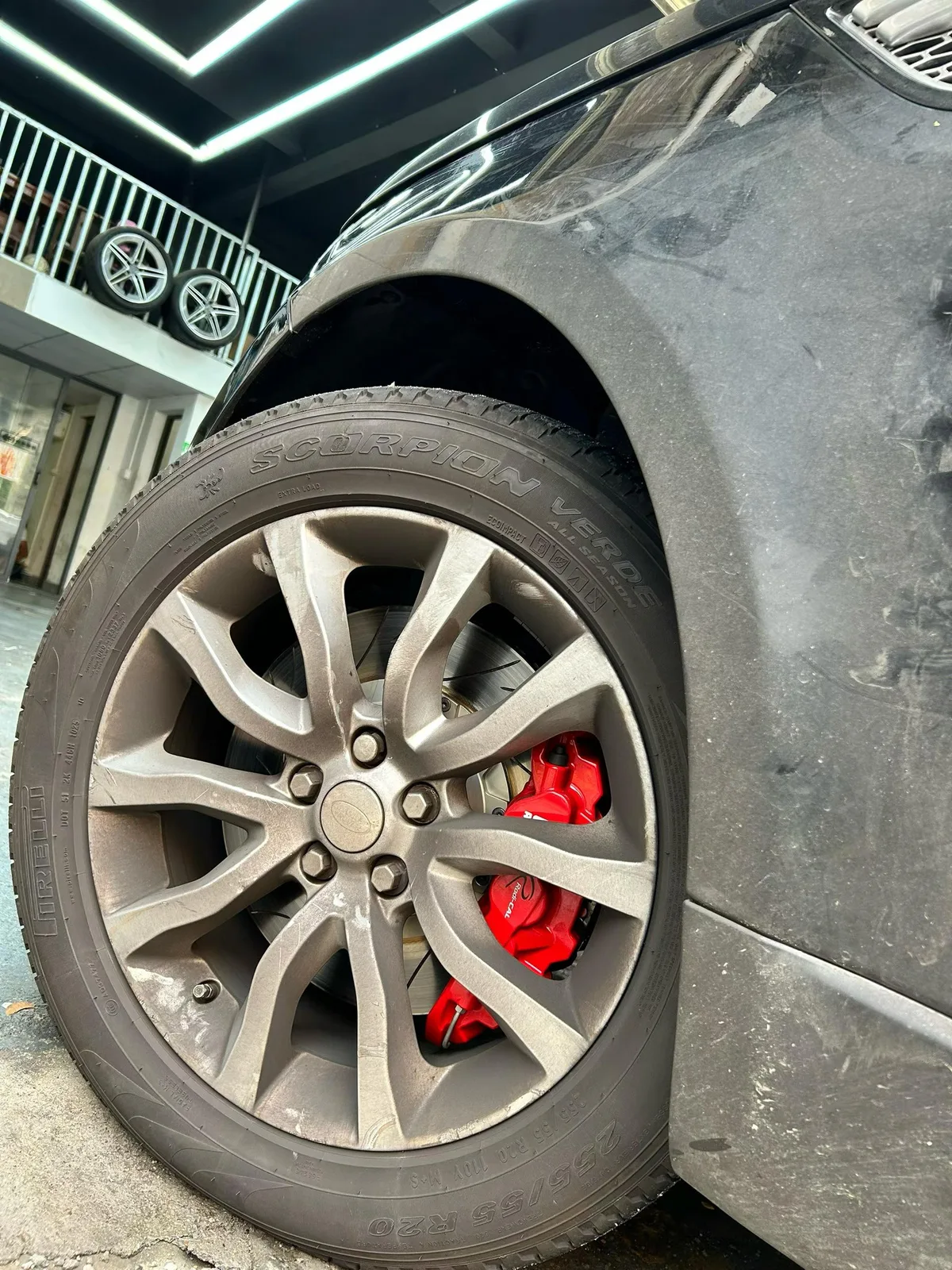 Range Rover front quarter with 390mm brake upgrade on factory 20-inch wheels