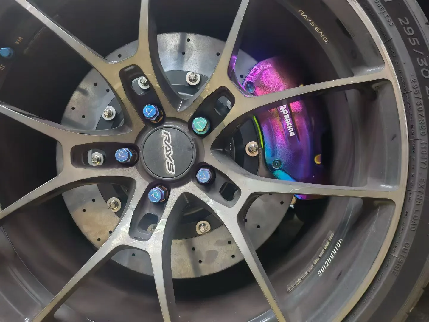 Tesla Model 3 Highland carbon-ceramic brake upgrade behind forged wheel
