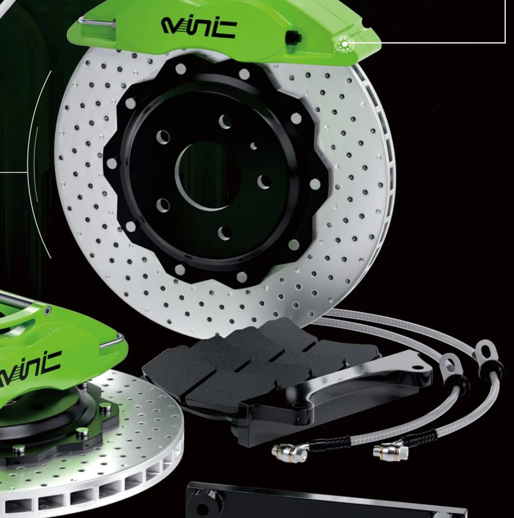 VINIC green forged 4-piston caliper kit with drilled rotor