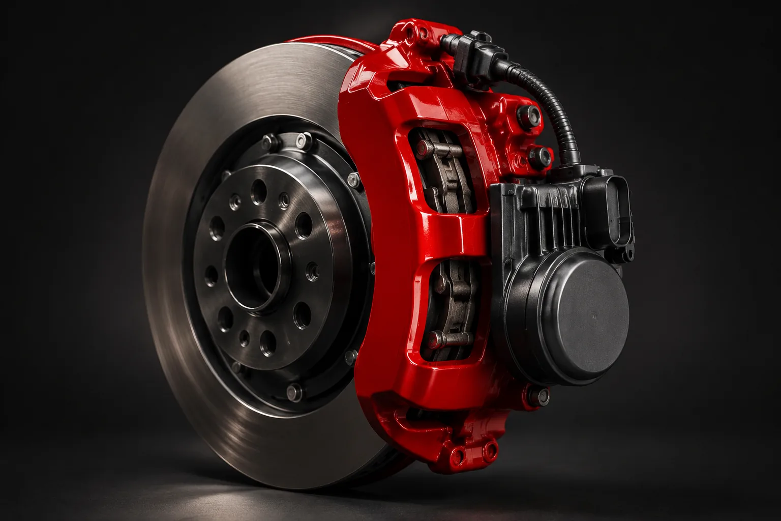 VINIC electronic parking brake caliper concept with integrated motor actuator, studio shot